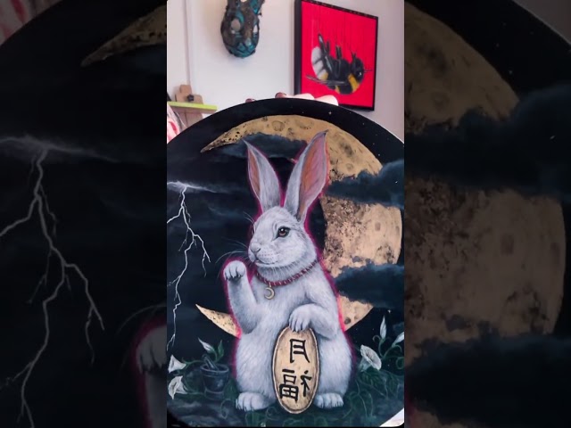 Have you ever seen a moon rabbit before? 🖼️🐇🌝#shorts #moonrabbit #rabbit #art #painting