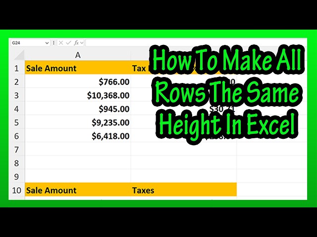 How To Make All Of The Rows (In The Entire Worksheet) The Same Sized Height In Excel Explained