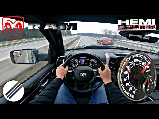 DODGE RAM 1500 HEMI 5.7 V8 "LARAMIE SPORT"  TOP SPEED DRIVE ON GERMAN AUTOBAHN 🏎