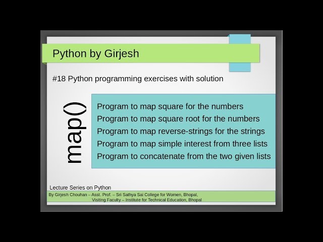 Q.61 to Q.65 Python - Solved Python Practice Exercises implementing map function