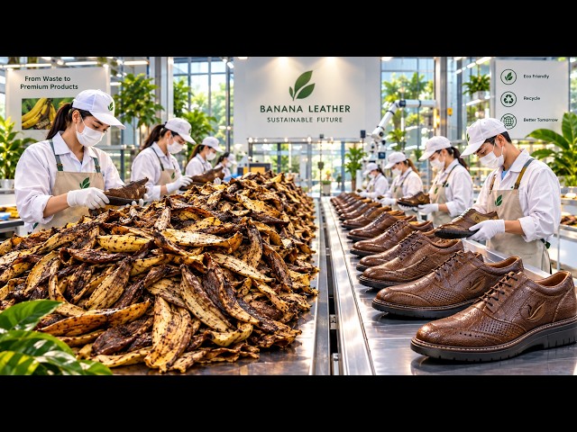 Inside the Banana Peel Leather Factory | How Waste Banana Peels Become Premium Shoes
