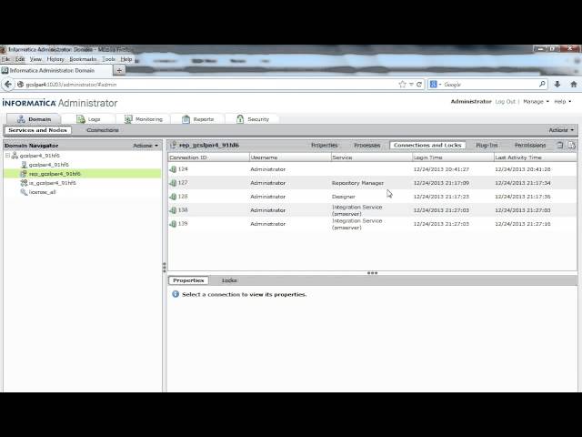 How to kill a User Connection to a Repository Service using Informatica Administrator