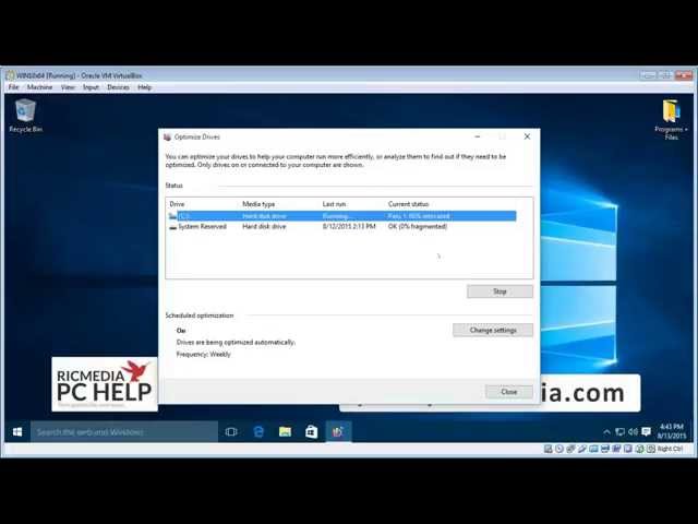 Defragment your hard drive on Windows 10