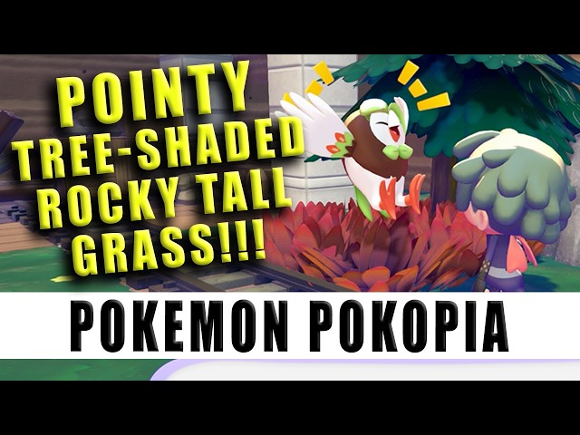 Pointy tree shaded rocky tall grass Dartrix Habitat - Pokemon Pokopia How to get Dartrix in Pokemon