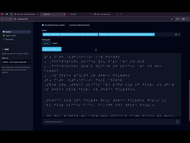 Akili APU: Building an AI Voice & Braille Tutor for Visually Impaired Students