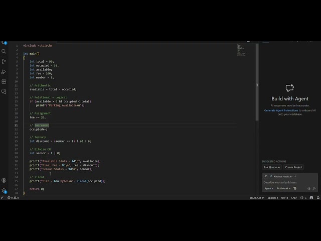 Operators with example C program