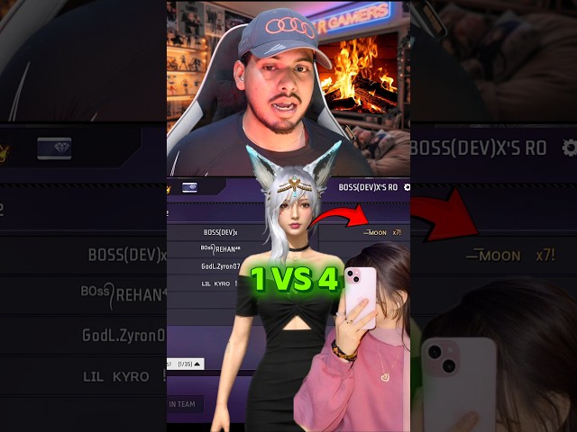 Free fire hacker girl 😱 free fire top 1 girl player 1 vs 4 ☠️ free fire girl #freefire #shorts