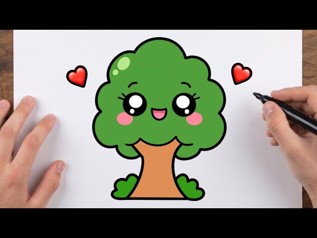 How to Draw a Cute Tree | Easy Step by step drawing for kids