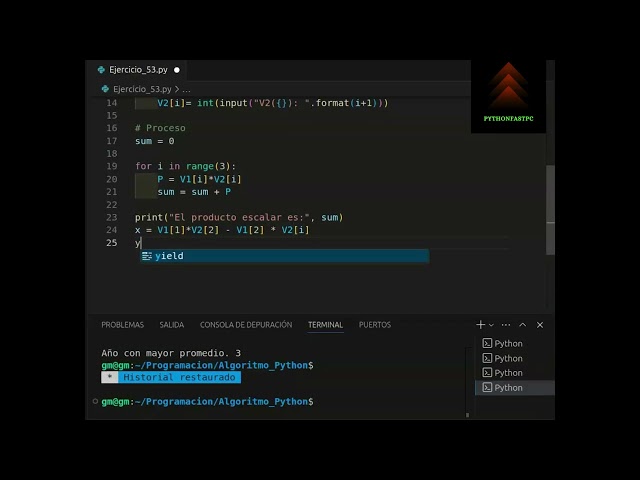 PYTHON ALGORITMO 53 #python #pythontutorial #desarrolloweb