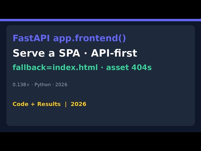 Serve a SPA with FastAPI app.frontend() (2026)