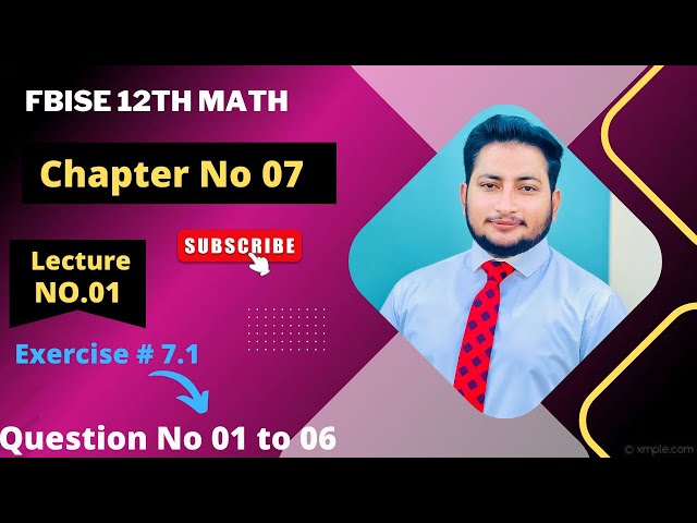 12th Class Math Exercise 7.1 | 2nd year mathematics Chapter 7 Exercise 7.1 Questions 1 to 6
