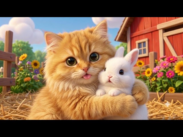 😺 Golden Cat Helps Lost Bunny | Animals Sounds for Kids | Cute Animals Adventure for Toddlers