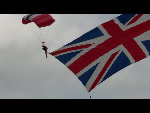 The Red Devils | British Army Parachute Display Team performance at the Farnborough Air Show 2024.