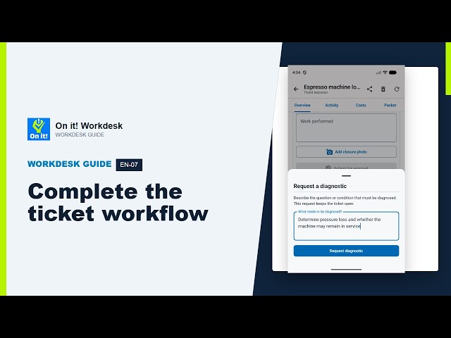 Complete the ticket workflow | On it! Workdesk