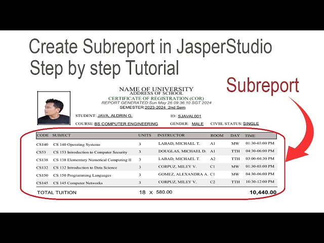 CREATE SUBREPORT IN JASPER REPORT STEP BY STEP TUTORIAL | Java SWING, MySQL Database