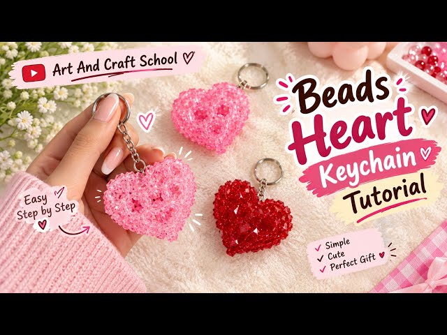 How to Make a Beaded Heart Keychain 💗 | Easy Step-by-Step Tutorial | DIY Heart Keychain