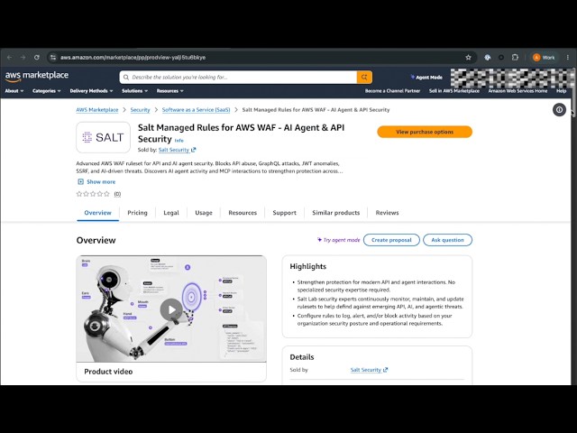 Salt Managed Rules for AWS WAF - AI Agent & API Security | Getting Started