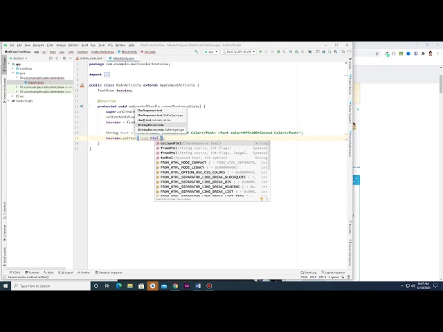How to set Multiple Color in a single TextView in android studio