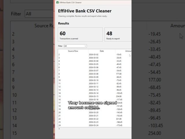 Bank CSV Has Separate Debit & Credit Columns? Fix It for QuickBooks #shorts