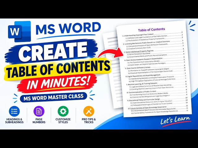 How to Create a Professional Table of Contents in MS Word | Master Class