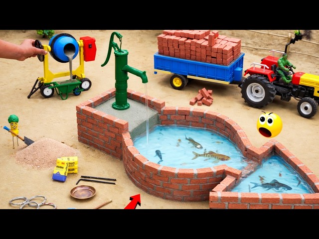 DIY Construction Science Project - Building a Strong Fish House and Water Well with Brick and Cement