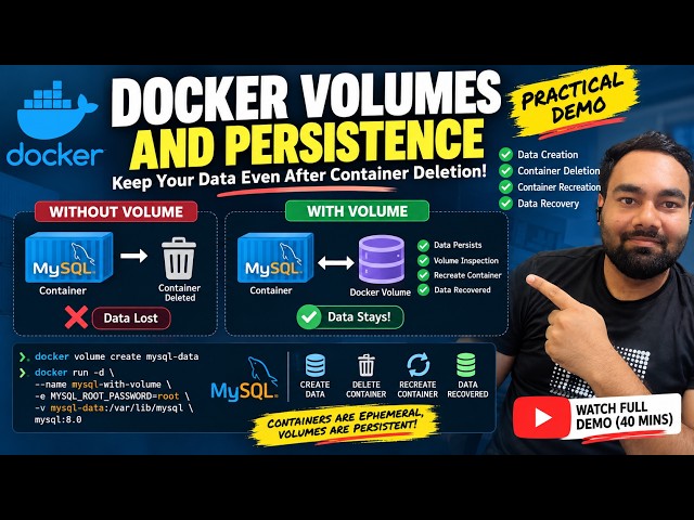 Docker Volumes & Persistence Explained with MySQL | Data Recovery After Container Deletion
