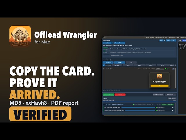 Offload Wrangler — Card Offloading with Checksum Verification & Media Report (Mac)