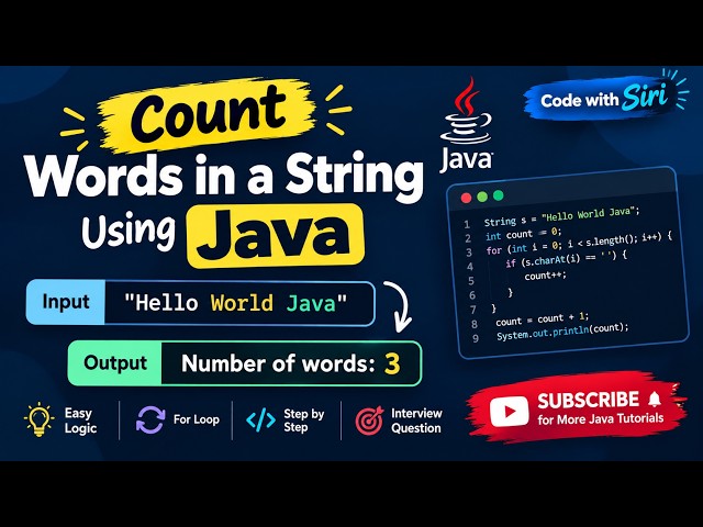 Count Words in a String Using Java 🔥 | Java Coding Logic & Interview Question