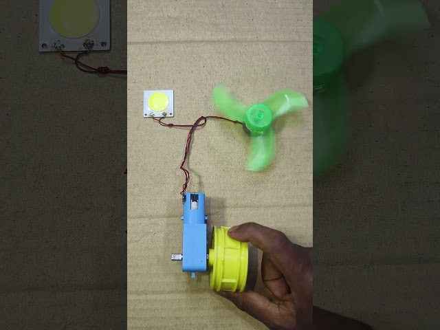 LED Light and DC Motor Fan Powered by Gear Motor • #shorts #dcmotor
