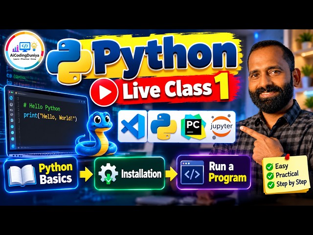Python Live Class 1 | Computer Basics to First Python Program | Python IDLE Installation