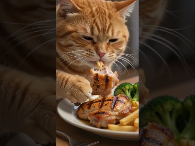 Tokyo Cat Chef Makes a Delicious Grilled Chicken Dinner With His Best Friend #cat #cute
