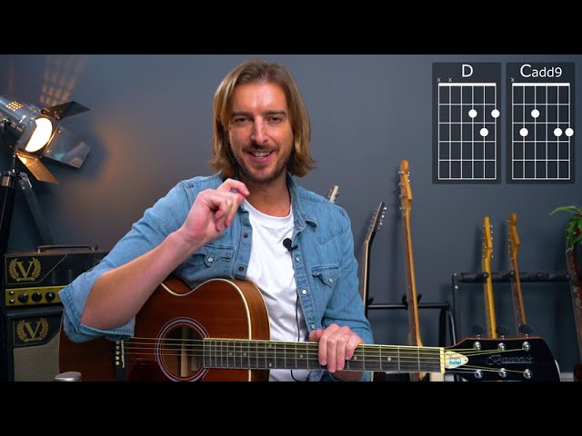 Acoustic Guitar Day 9 - The world at your feet with D, Cadd9 and G (Ad free)