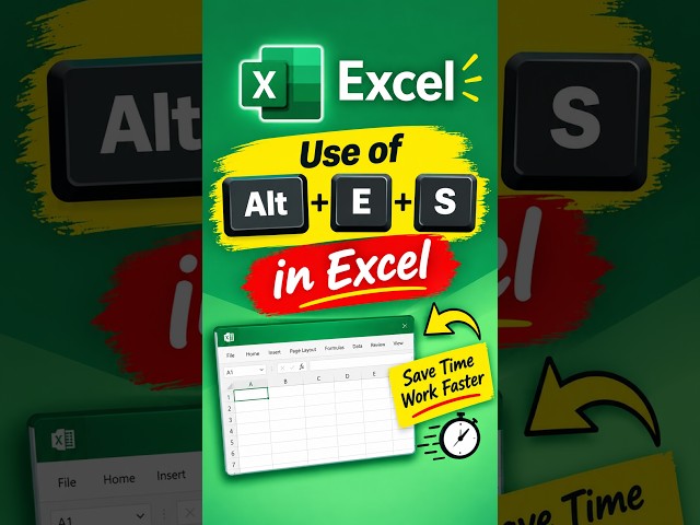 Use of Alt+E+S in Excel #Excel #excelshortcuts #exceltips