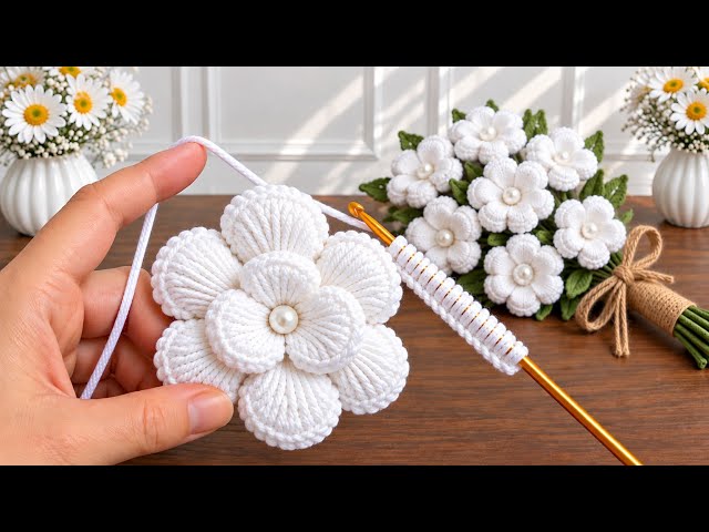 DON’T MISS THIS! 🌸 How to Tunisian Crochet a Beautiful 3D Flower | Step-by-Step Tutorial