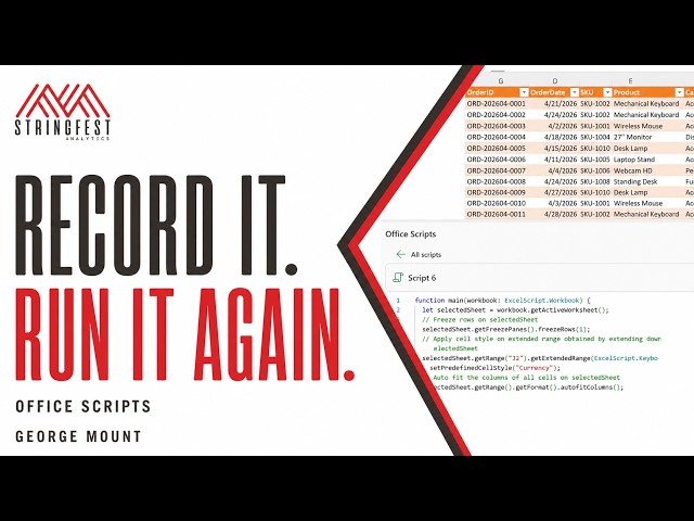 Record Excel Automation with Office Scripts: Formatting & More