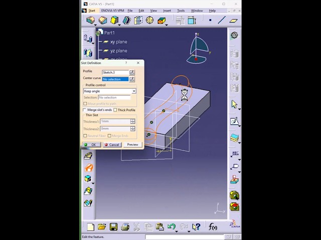 Slot in CATIA V5 Using SWEEP CUT ⚙️ | Pro CAD Trick #shorts
