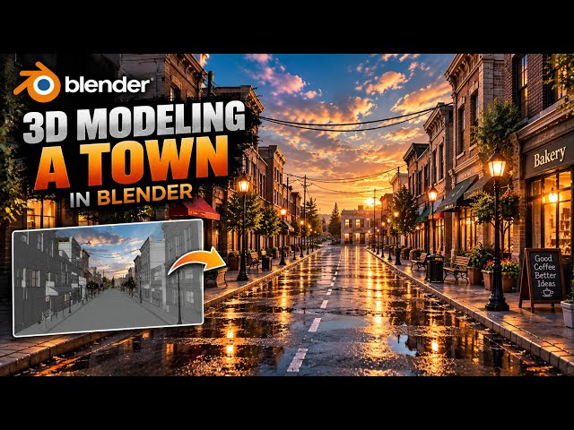How to Model a Realistic Town in Blender | 3D Environment Tutorial ( Part 14)