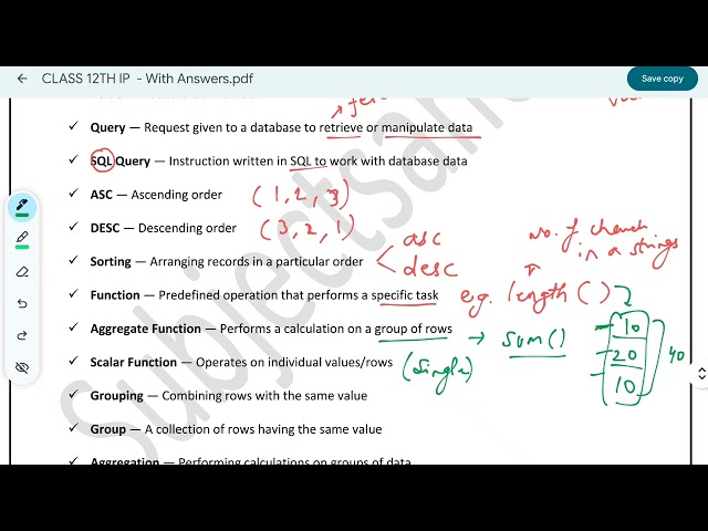 Class 12th  (IP) Technical Terms | Computer Terms Everyone Must Know | Querying and SQL Functions
