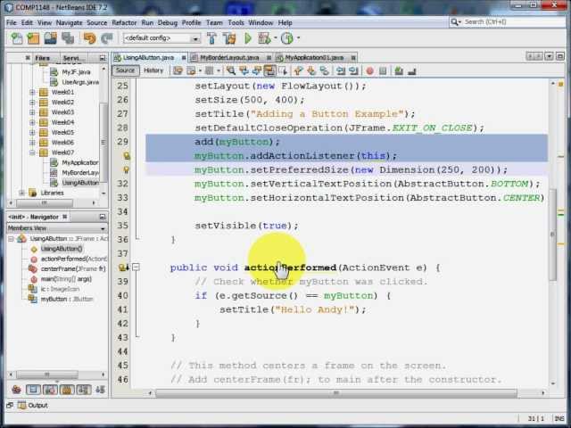 Java GUI - Using a Button