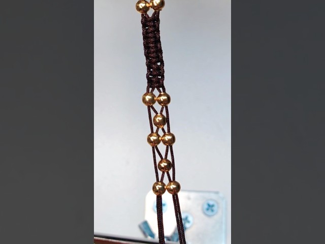 Handmade Macrame Bracelet with Gold Beads #macrametutorial #diy #claybracelet
