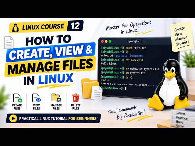 12. How to Create, View & Manage Files in Linux | Linux File Commands for Beginners