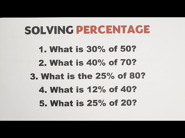 Solving Percentage Problems in Few Seconds