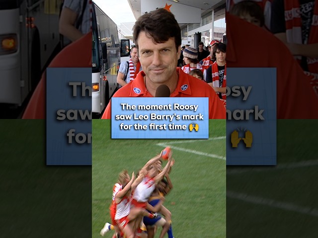 The moment Paul Roos saw Leo Barry's iconic mark for the first time 🥹 #AFL #Footy