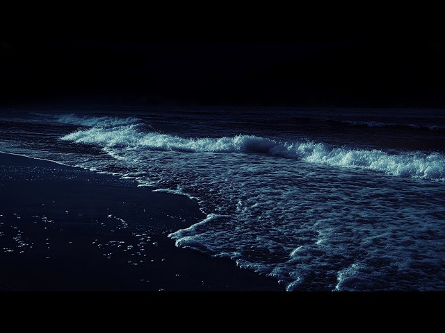 Peaceful Ocean Sounds 🌊 Rolling Waves for Deep Sleep & Relaxation | Dark Screen at Night for Sleep
