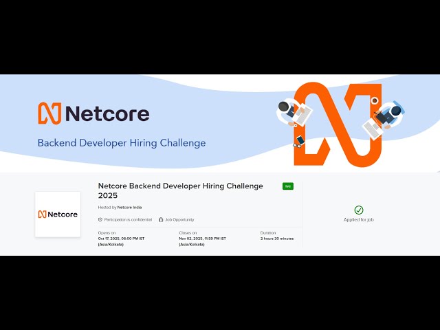 Netcore Backend Hiring Challenge 2025 | Real Coding Questions & Solutions