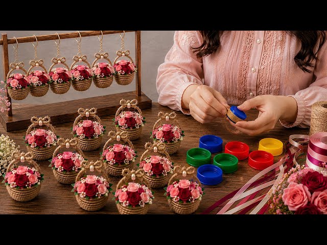 Don't Throw Away Bottle Caps! Amazing DIY Flower Basket Craft That Sells Fast 🌸