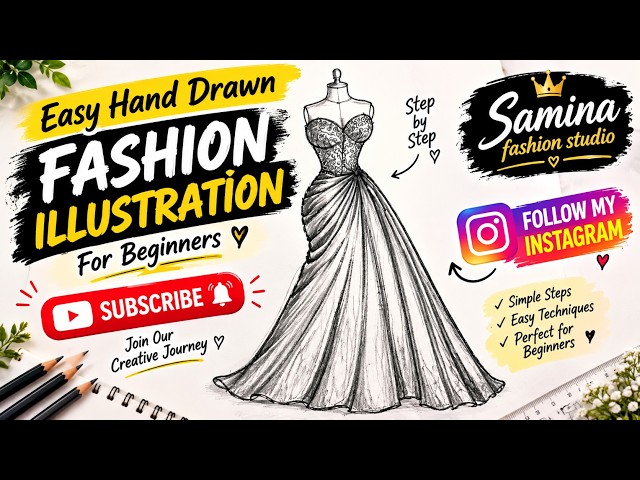 Easy Hand Drawn Fashion Illustration Tutorial for Beginners. #Fashion #trending #Art