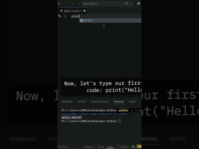 Write Your First Line of Code in VS Code | Python Tutorial for Beginners