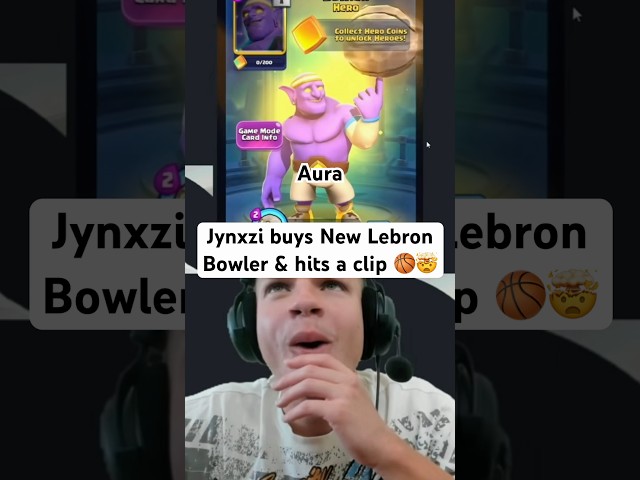 Jynxzi hits Crazy Shot🏀🔥New Hero Bowler#jynxzi #clashroyale #bowler #ryley #trickshot #basketball