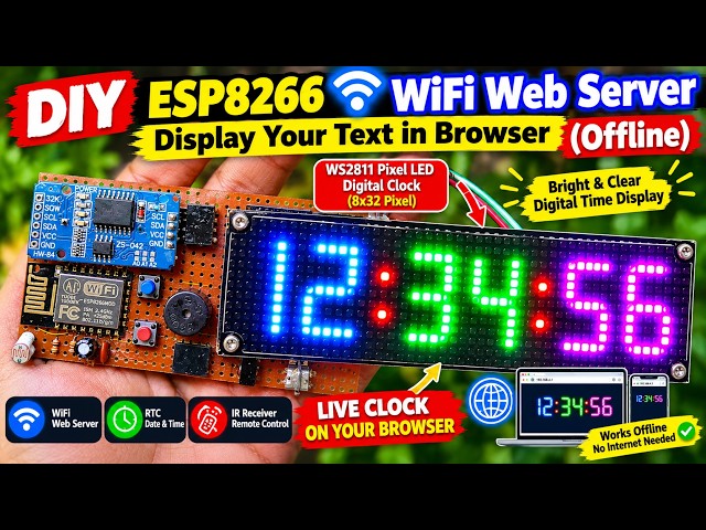 The Ultimate DIY WiFi Pixel LED Display Board | DIY ESP8266 WS2811 Pixel LED Display Clock |